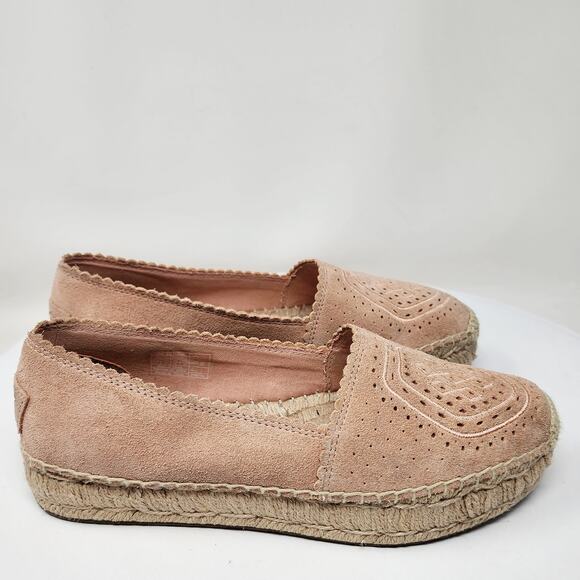 UGG Australia Heidi Espadrille Women 7 Pink Suntan Suede Geometric Perforated - Picture 2 of 14